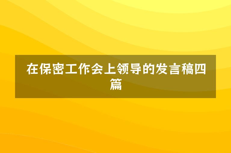 在保密工作会上领导的发言稿四篇