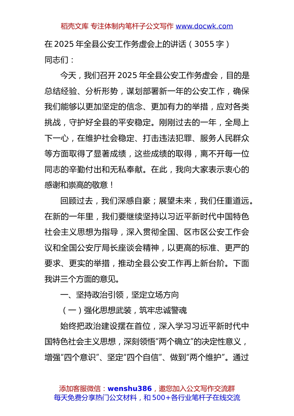 在2025年全县公安工作务虚会上的讲话（3055字）.docx