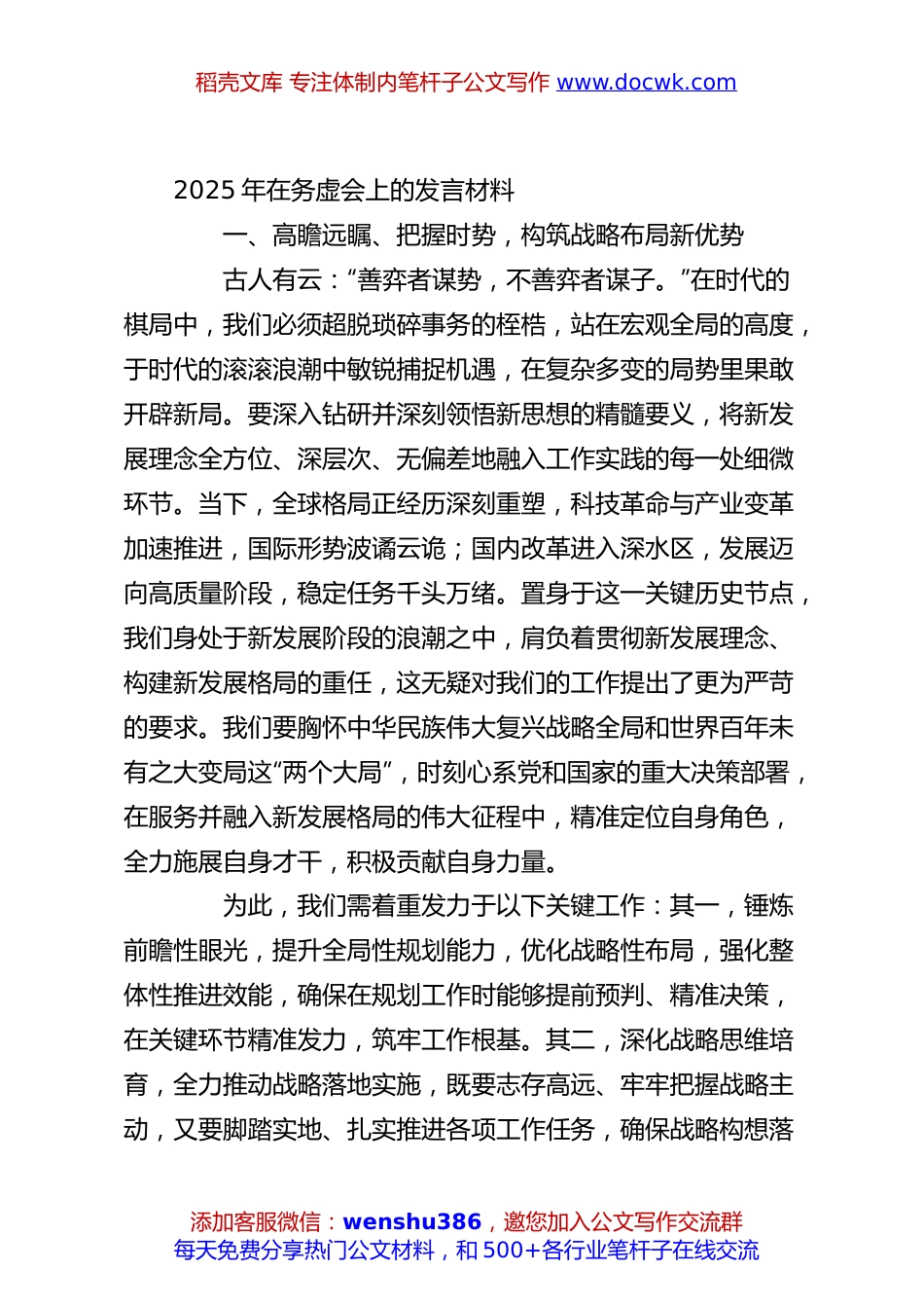 2025年在务虚会上的发言材料.docx