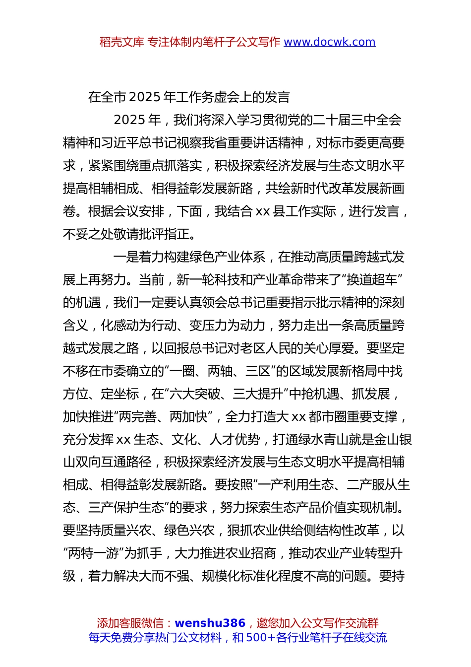 在全市2025年工作务虚会上的发言.docx