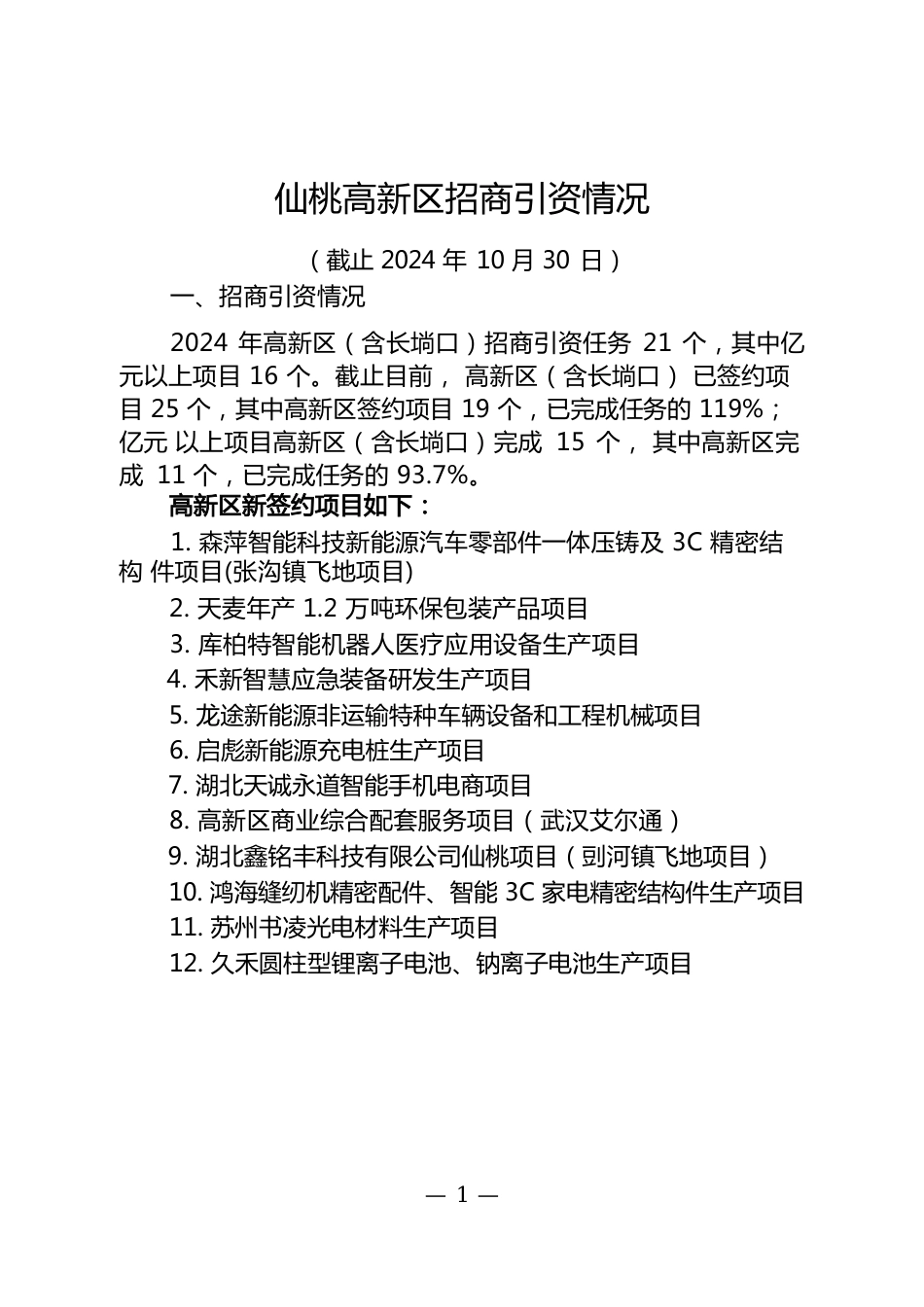 xx高新区招商引资情况（20241030）.docx