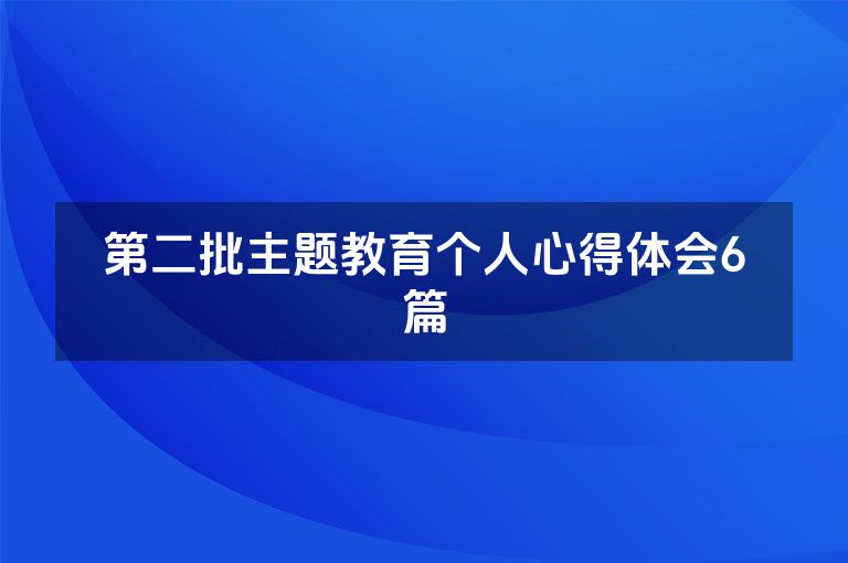 第二批主题教育个人心得体会6篇