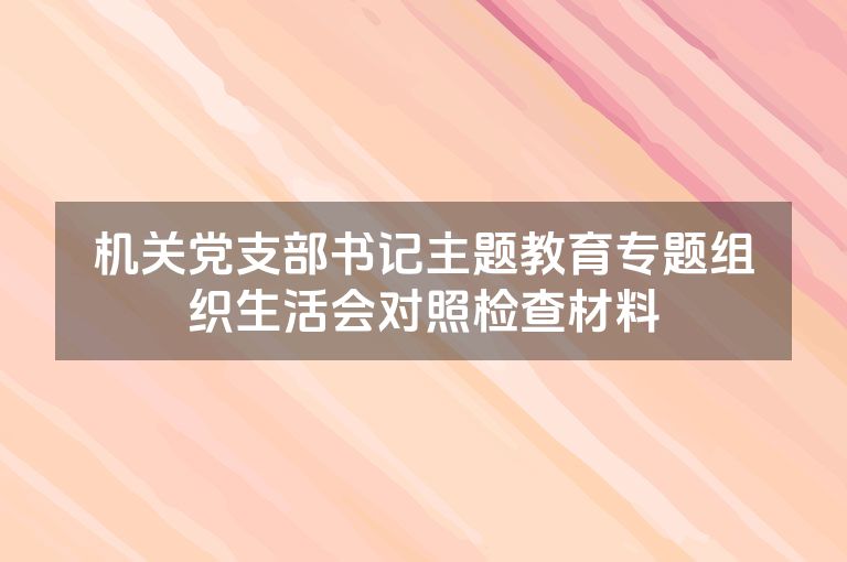 机关党支部书记主题教育专题组织生活会对照检查材料
