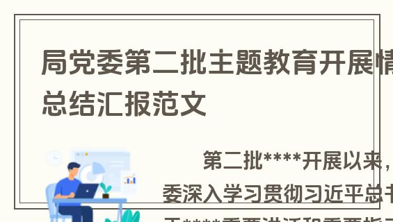 局党委第二批主题教育开展情况总结汇报范文