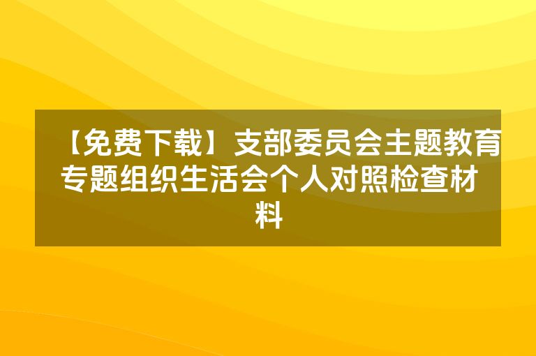 【免费下载】支部委员会主题教育专题组织生活会个人对照检查材料