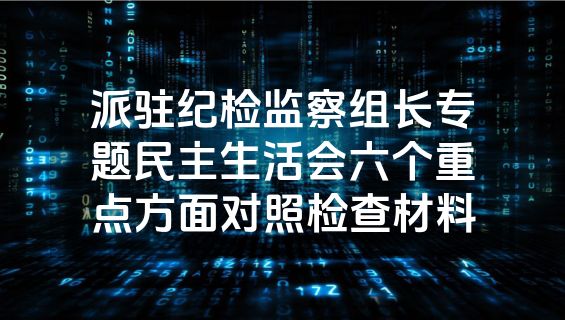 派驻纪检监察组长专题民主生活会六个重点方面对照检查材料
