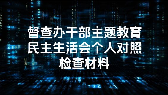 督查办干部主题教育民主生活会个人对照检查材料