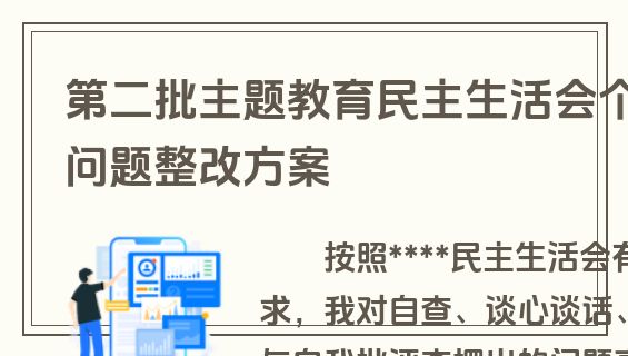 第二批主题教育民主生活会个人问题整改方案