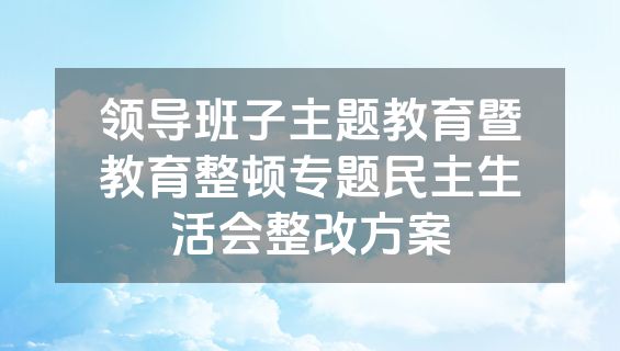 领导班子主题教育暨教育整顿专题民主生活会整改方案