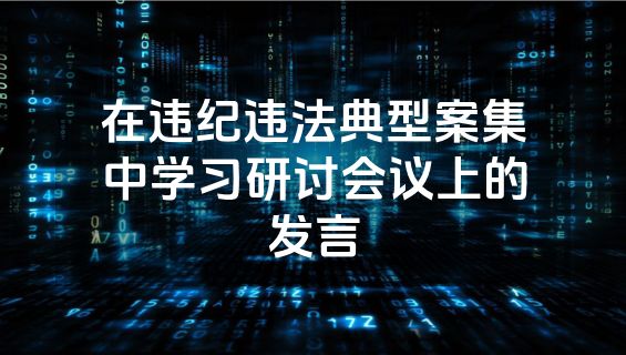 在违纪违法典型案集中学习研讨会议上的发言