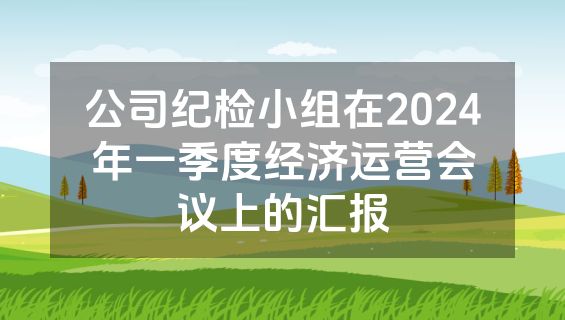 公司纪检小组在2024年一季度经济运营会议上的汇报