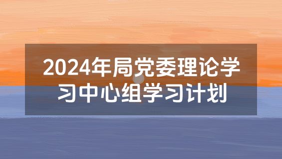 2024年局党委理论学习中心组学习计划