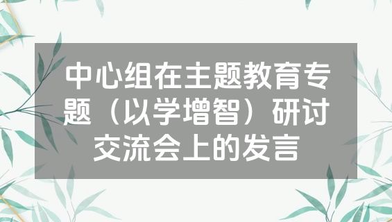 中心组在主题教育专题（以学增智）研讨交流会上的发言