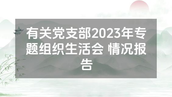 有关党支部2023年专题组织生活会 情况报告