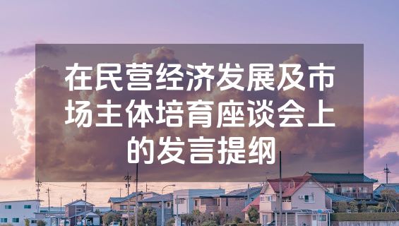 在民营经济发展及市场主体培育座谈会上的发言提纲