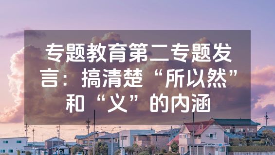 专题教育第二专题发言：搞清楚“所以然”和“义”的内涵