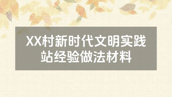 XX村新时代文明实践站经验做法材料