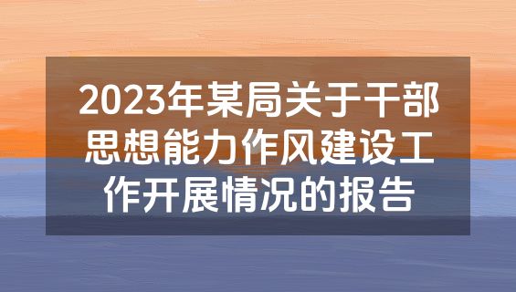 2023年某局关于干部思想能力作风建设工作开展情况的报告