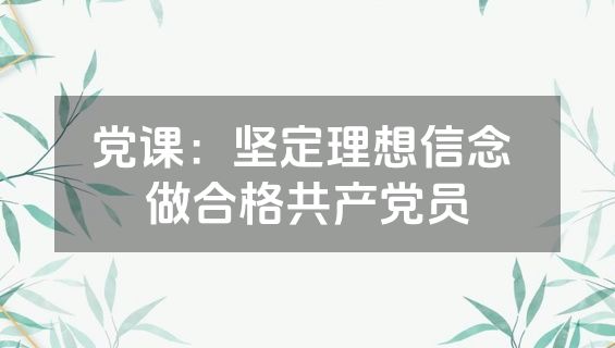 党课：坚定理想信念 做合格共产党员
