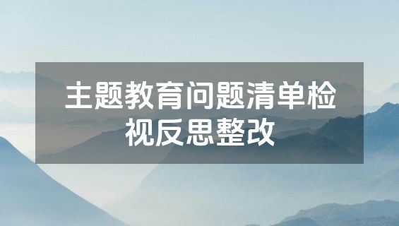 主题教育问题清单检视反思整改