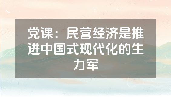 党课：民营经济是推进中国式现代化的生力军