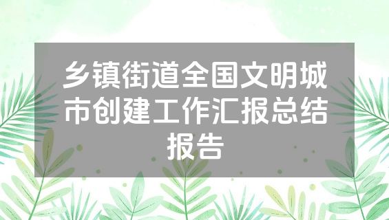 乡镇街道全国文明城市创建工作汇报总结报告