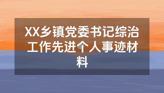 XX乡镇党委书记综治工作先进个人事迹材料