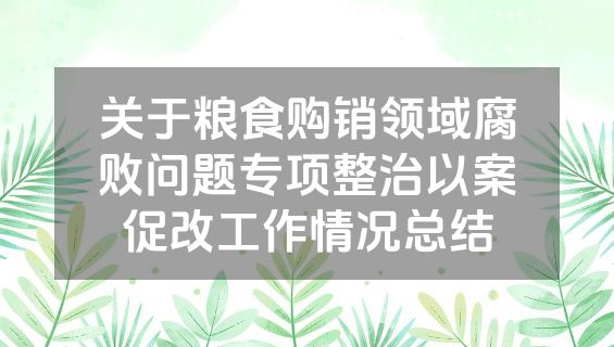关于粮食购销领域腐败问题专项整治以案促改工作情况总结