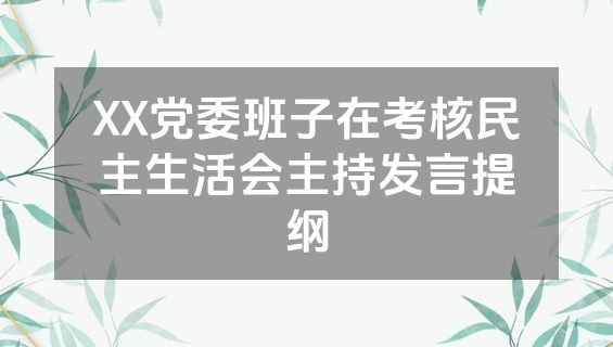 XX党委班子在考核民主生活会主持发言提纲
