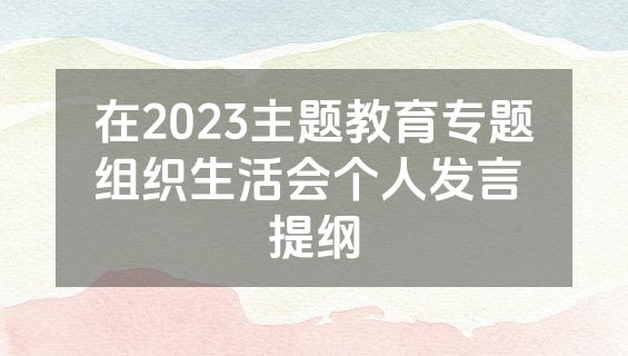 在2023主题教育专题组织生活会个人发言 提纲