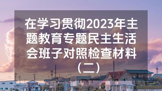 在学习贯彻2023年主题教育专题民主生活会班子对照检查材料（二）