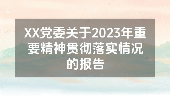 XX党委关于2023年重要精神贯彻落实情况的报告