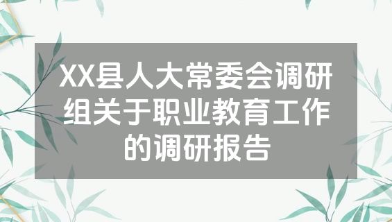 XX县人大常委会调研组关于职业教育工作的调研报告