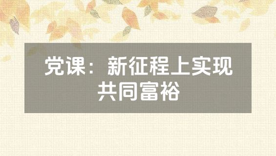 党课：新征程上实现共同富裕