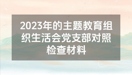 2023年的主题教育组织生活会党支部对照检查材料