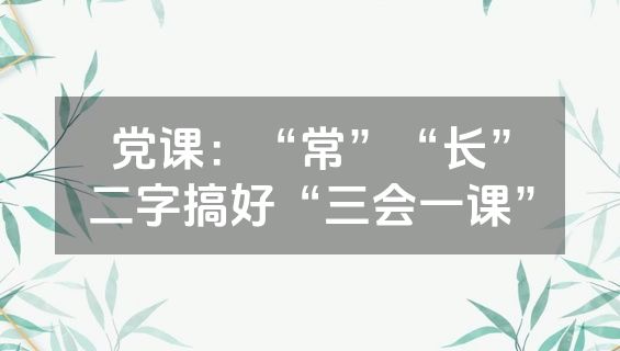 党课：“常”“长”二字搞好“三会一课”