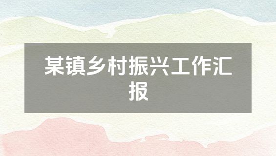 某镇乡村振兴工作汇报
