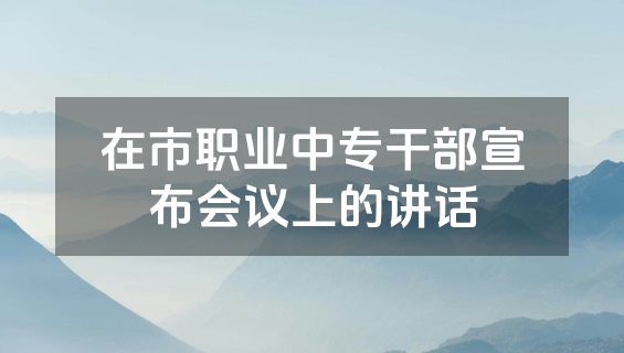 在市职业中专干部宣布会议上的讲话