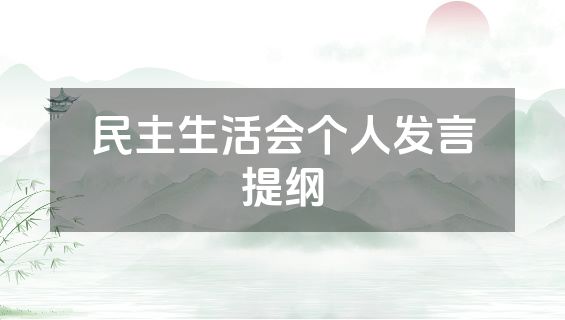 民主生活会个人发言提纲