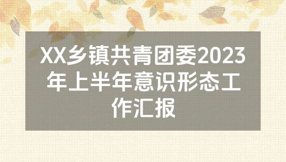 XX乡镇共青团委2023年上半年意识形态工作汇报