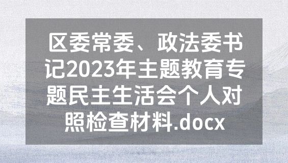 区委常委、政法委书记2023年主题教育专题民主生活会个人对照检查材料.docx