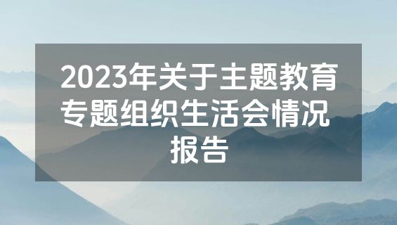 2023年关于主题教育专题组织生活会情况 报告