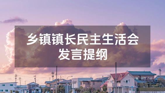 乡镇镇长民主生活会发言提纲