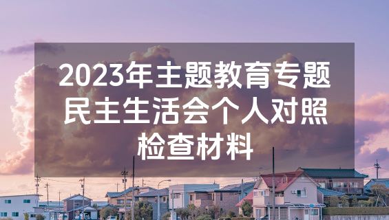 2023年主题教育专题民主生活会个人对照检查材料