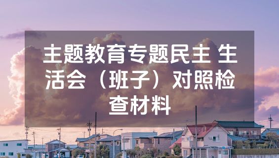 主题教育专题民主 生活会（班子）对照检查材料