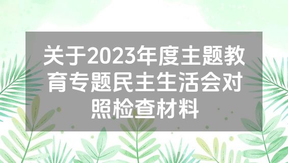 关于2023年度主题教育专题民主生活会对照检查材料