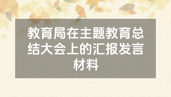 教育局在主题教育总结大会上的汇报发言材料