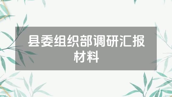 县委组织部调研汇报材料