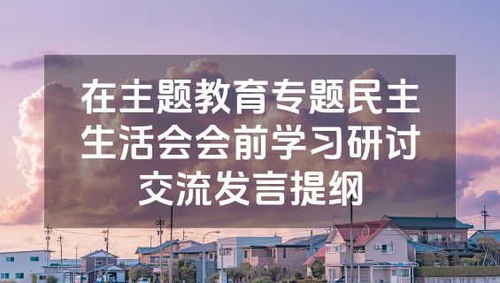 在主题教育专题民主生活会会前学习研讨交流发言提纲