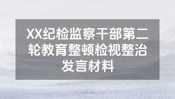 XX纪检监察干部第二轮教育整顿检视整治发言材料